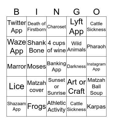 Passover Bingo Card