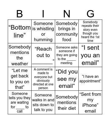 Office Bingo Card