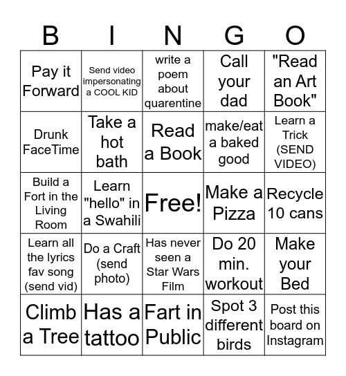 COOL KIDZ  Bingo Card