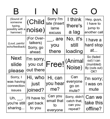 Conference Call Bingo Card