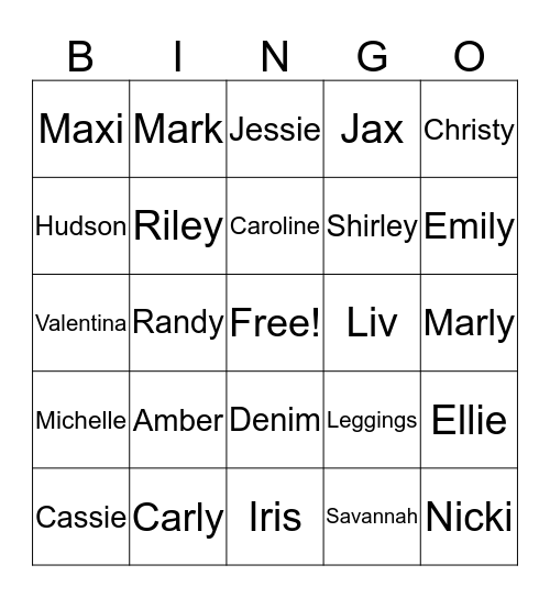 Mandy Boo-Tique Bingo  Bingo Card