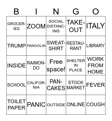 COVID-19 BINGO Card