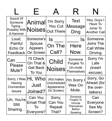 Conference Call Bingo Card