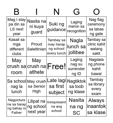 Salettinian BINGO Card