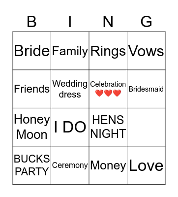 Simone’s hens lunch bingo  Bingo Card