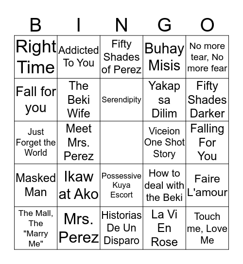 VICEION WATTPAD STORY Bingo Card