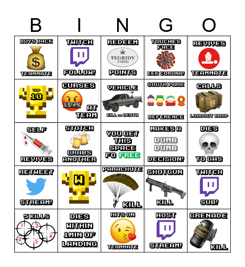 KCR_Stotch CoD Warzone Bingo Card
