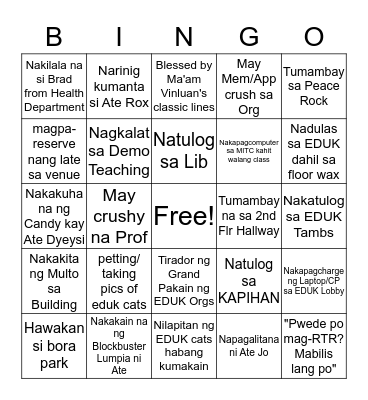 Untitled Bingo Card