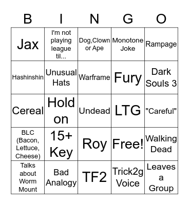 Gasgara Things Bingo Card