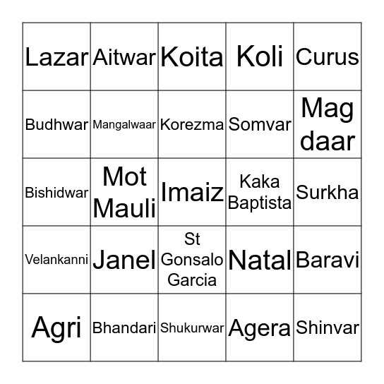 Bingo Card