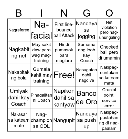 BINGO-Umingan BVT Edition Bingo Card