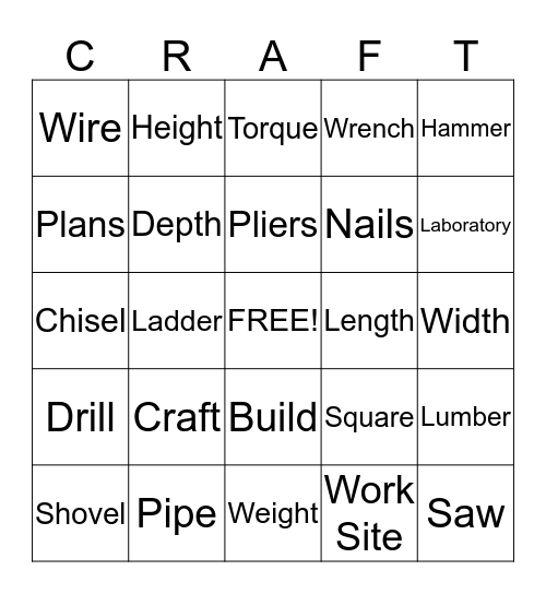 Craft Bingo Card