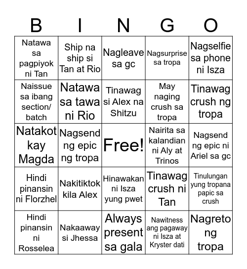 Ariel Bingo !  Bingo Card