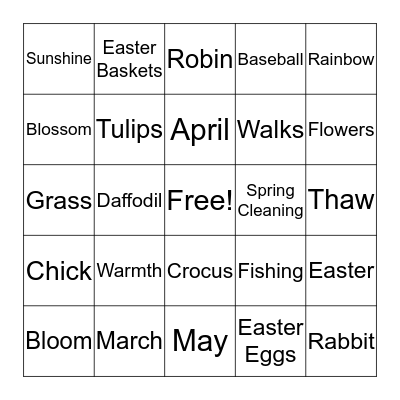 Spring Bingo Card