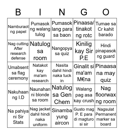 Stem A Bingo Card Bingo Card