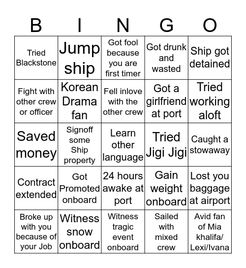 Seaman Bingo Edition Bingo Card