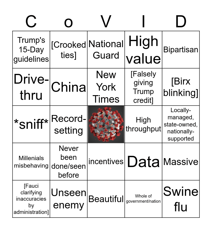 White House Coronavirus Task Force Bingo Card