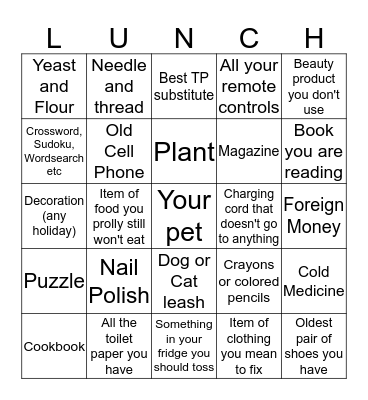 Nutrition Bingo Card