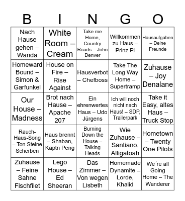 Musik-Bingo - My Home is my Castle Bingo Card