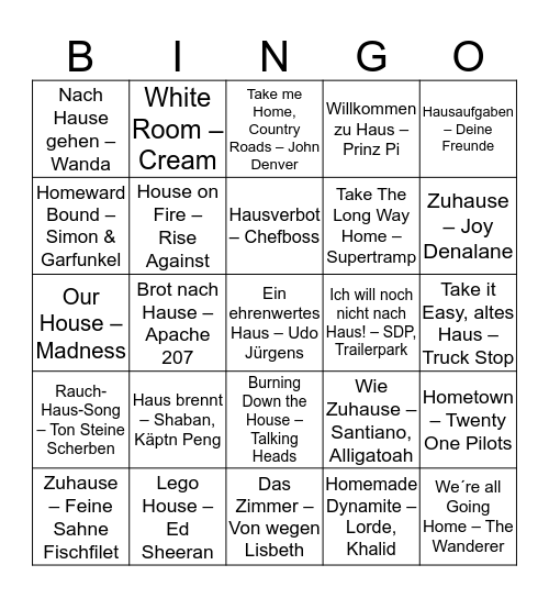 Musik-Bingo - My Home is my Castle Bingo Card