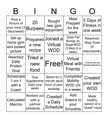C.L.E.A.N Challenge Bingo Card