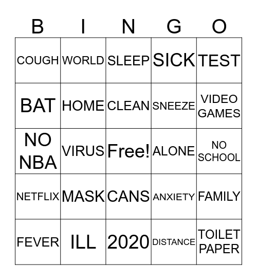 CORONAVIRUS Bingo Card