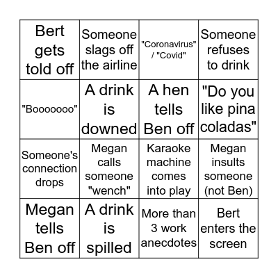 Virtual Hen Bingo! Bingo Card