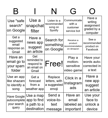 AI Bingo Card