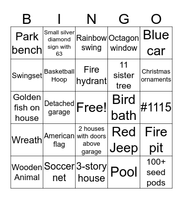 Main st. Normandy, Parsonage, Washington St Scavenger Hunt Bingo Card