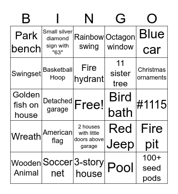 Main st. Normandy, Parsonage, Washington St Scavenger Hunt Bingo Card