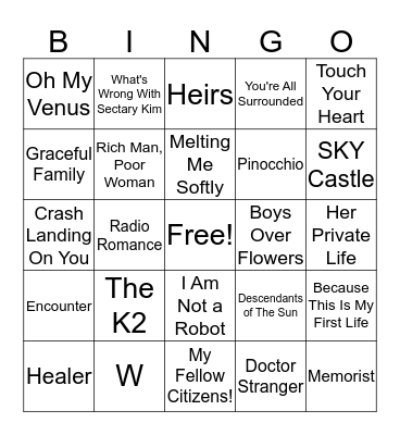 Korean Drama That You've Watched or Watching Bingo Card