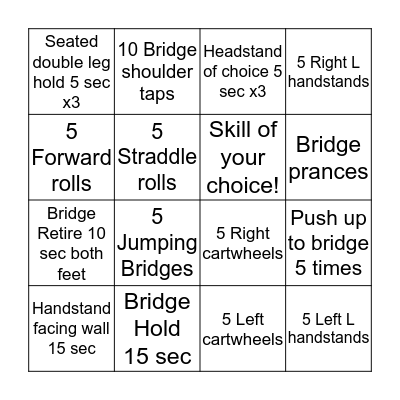 Level 2 Skills Bingo Card