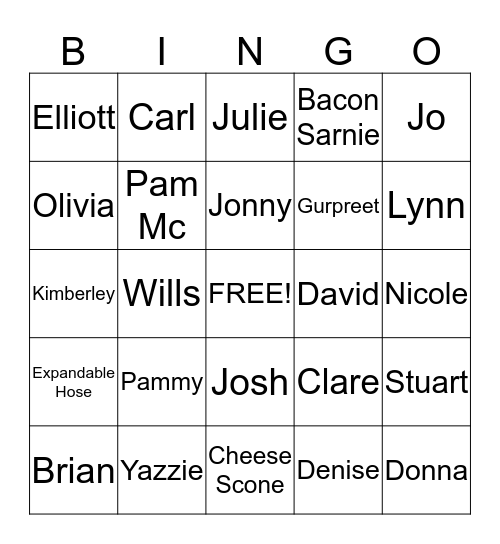 Friday Bingo Card