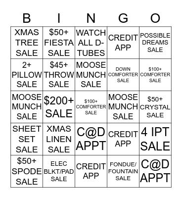 NOVEMBER BLACKOUT BINGO Card