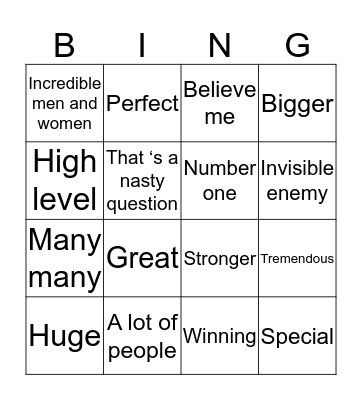Trump Press Conference Bingo Card