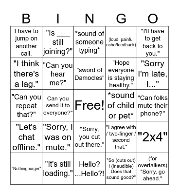 Conference Call Bingo Card