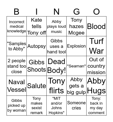 NCIS Bingo Card