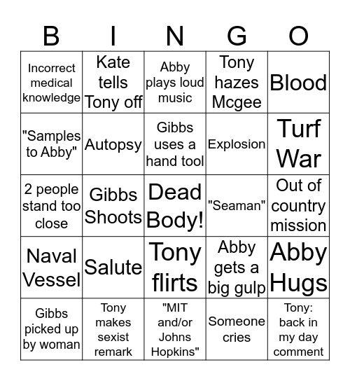 NCIS Bingo Card