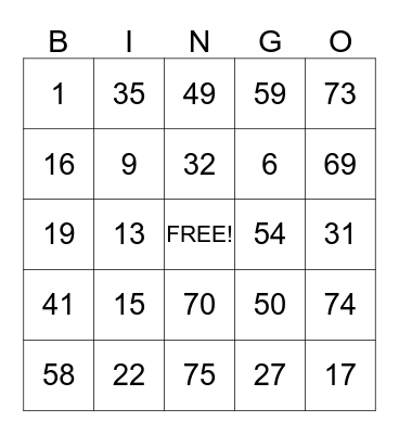Carline23 Lucky Cards Bingo Card