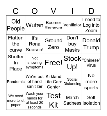 COVID-19 Bingo! Bingo Card