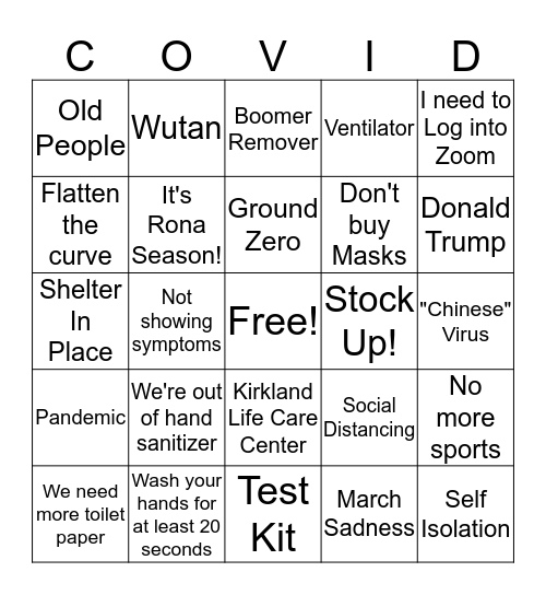 COVID-19 Bingo! Bingo Card