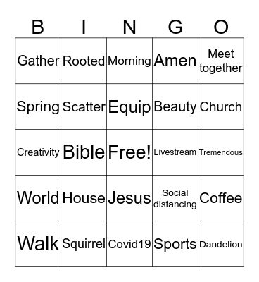 Church Gathered and Scattered Bingo Card