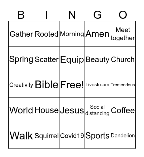 Church Gathered and Scattered Bingo Card