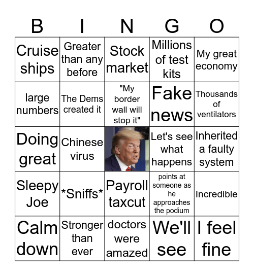 Trump Coronavirus Updates Bingo Card