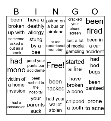 hard life Bingo Card