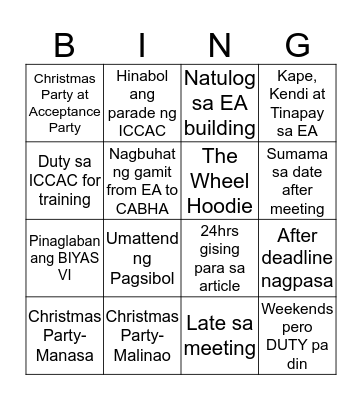 The WHEEL Edition Bingo Card