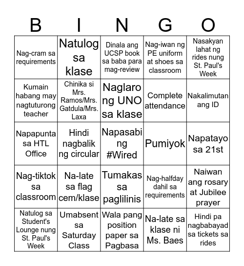 ST. MATTHEW BINGO EDITION Bingo Card