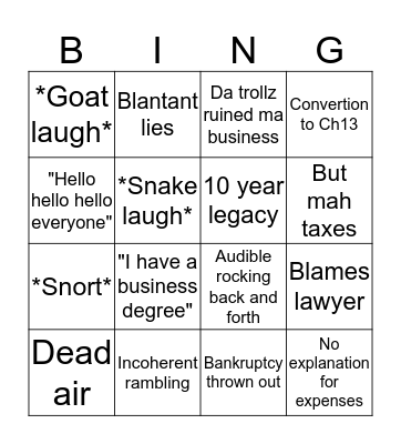 DSP Courthouse Call Bingo Card