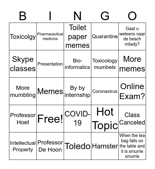 Master of Biomedical Sciences Bingo Card