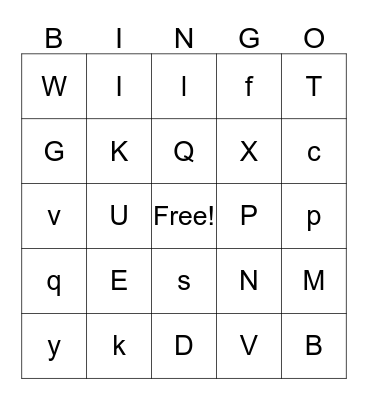 Alphabet Bingo Card